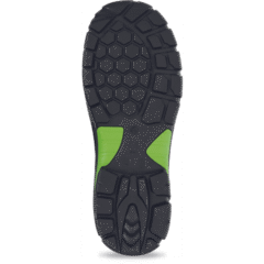 a sole of a black and green shoe