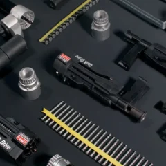 a group of black and silver objects