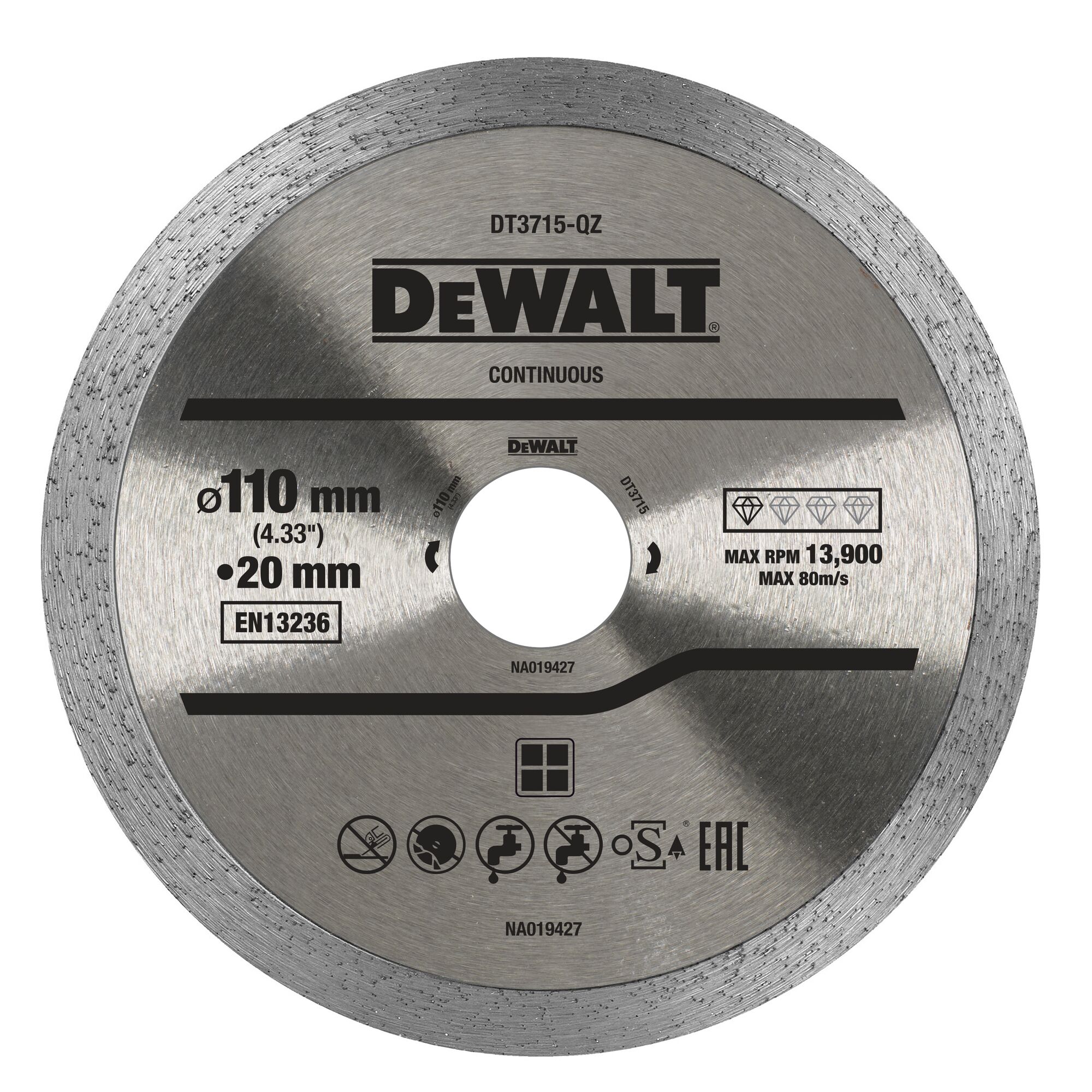 Diamantblad EXTREME voor tegels, Ø110x20mm (DWC410) 1 Diamantblad EXTREME voor tegels, Ø110x20mm (DWC410)
