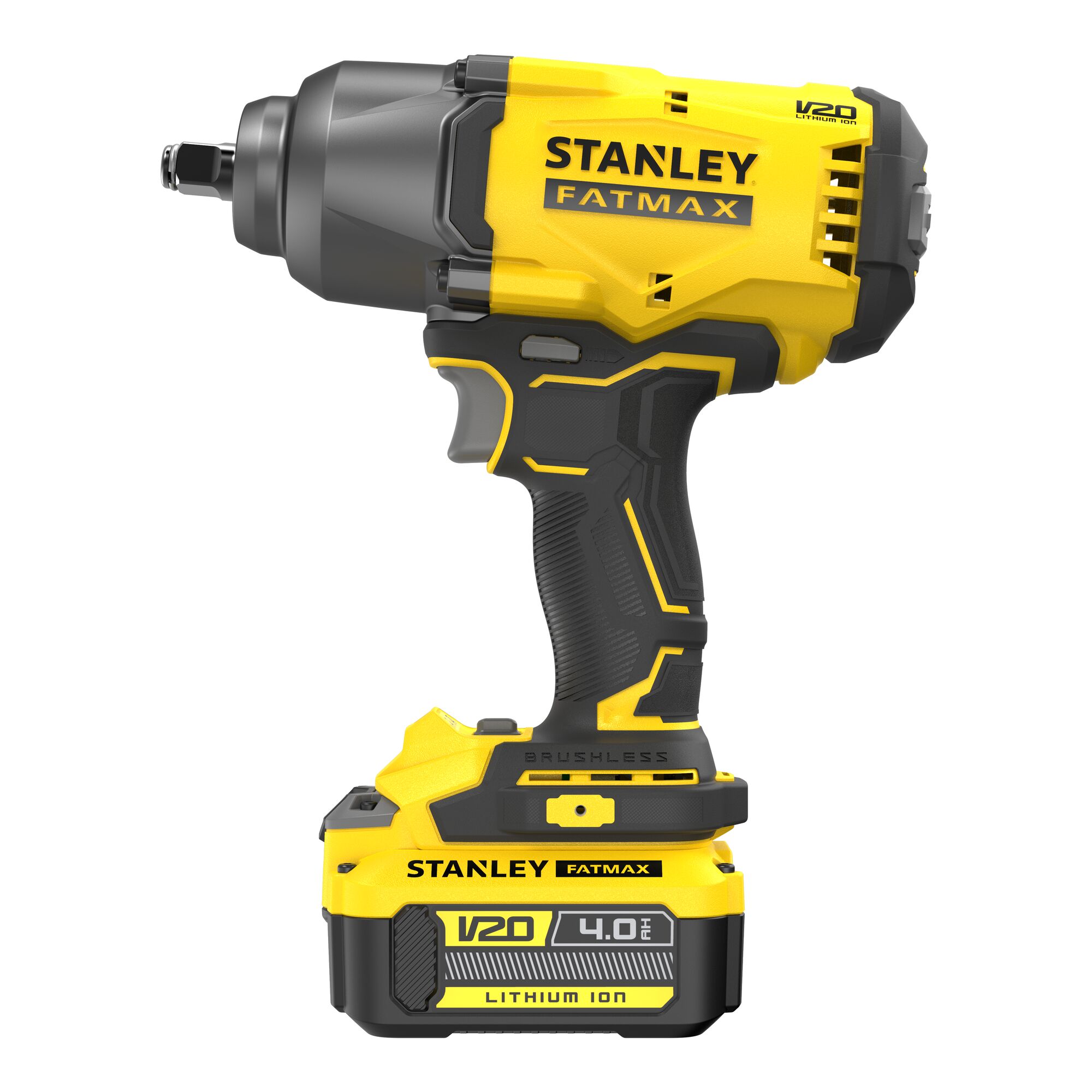 STANLEY FATMAX V20 18V Brushless Slagmoersleutel (met 4.0Ah accu en lader) 2 STANLEY FATMAX V20 18V Brushless Slagmoersleutel (met 4.0Ah accu en lader) - Afbeelding 2