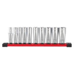 Milwaukee 3/8” doppenset lang SAE maten (10-delig)