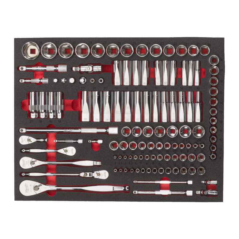 Milwaukee Foam inlay Ratel en dopsleutelset 1/4", 3/8", 1/2" 1 Milwaukee Foam inlay Ratel en dopsleutelset 1/4", 3/8", 1/2"