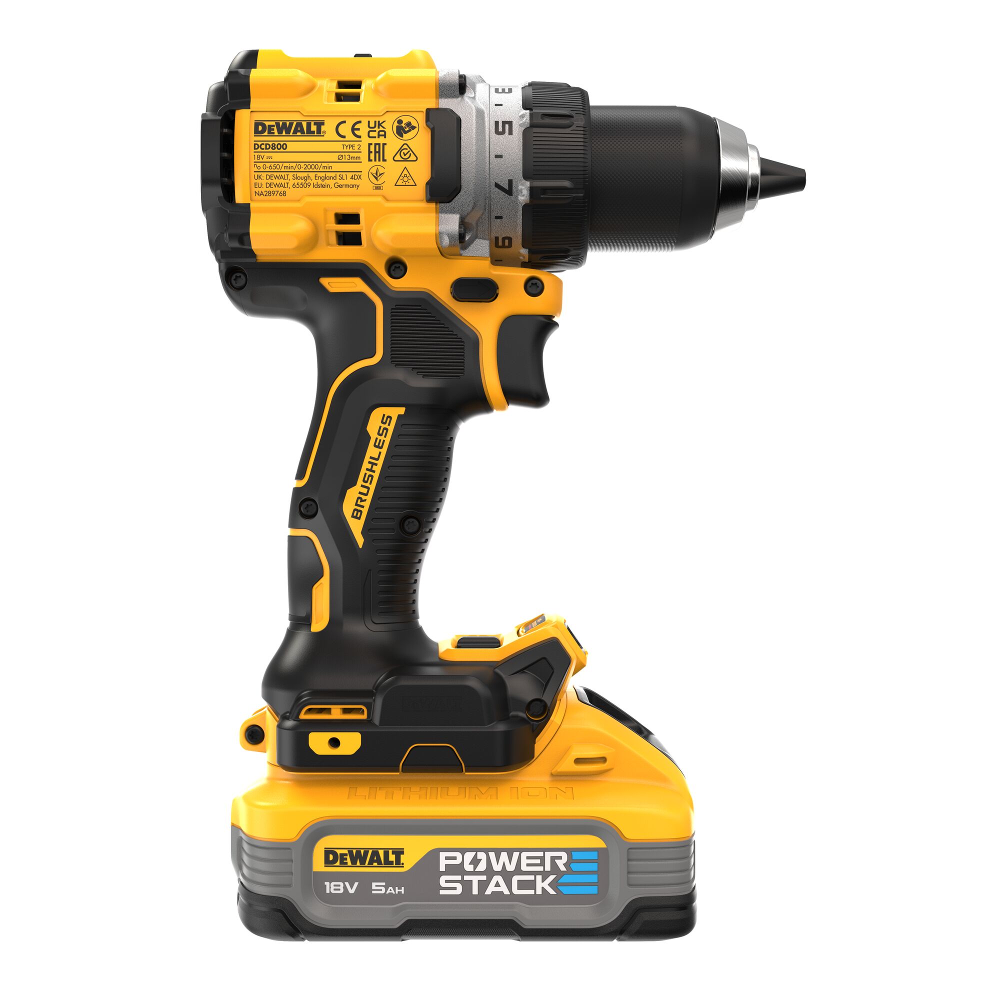DEWALT Borstelloze Compacte Schroef-boormachine 18V XR (in TSTAK koffer, met 2x 5.0 Ah POWERSTACK accu en lader) 4 DEWALT Borstelloze Compacte Schroef-boormachine 18V XR (in TSTAK koffer, met 2x 5.0 Ah POWERSTACK accu en lader) - Afbeelding 4