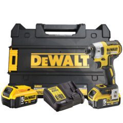 DEWALT Borstelloze Slagschroevendraaier 18V XR 205Nm (in TSTAK koffer, met 2x 5.0 Ah accu en XR multilader)