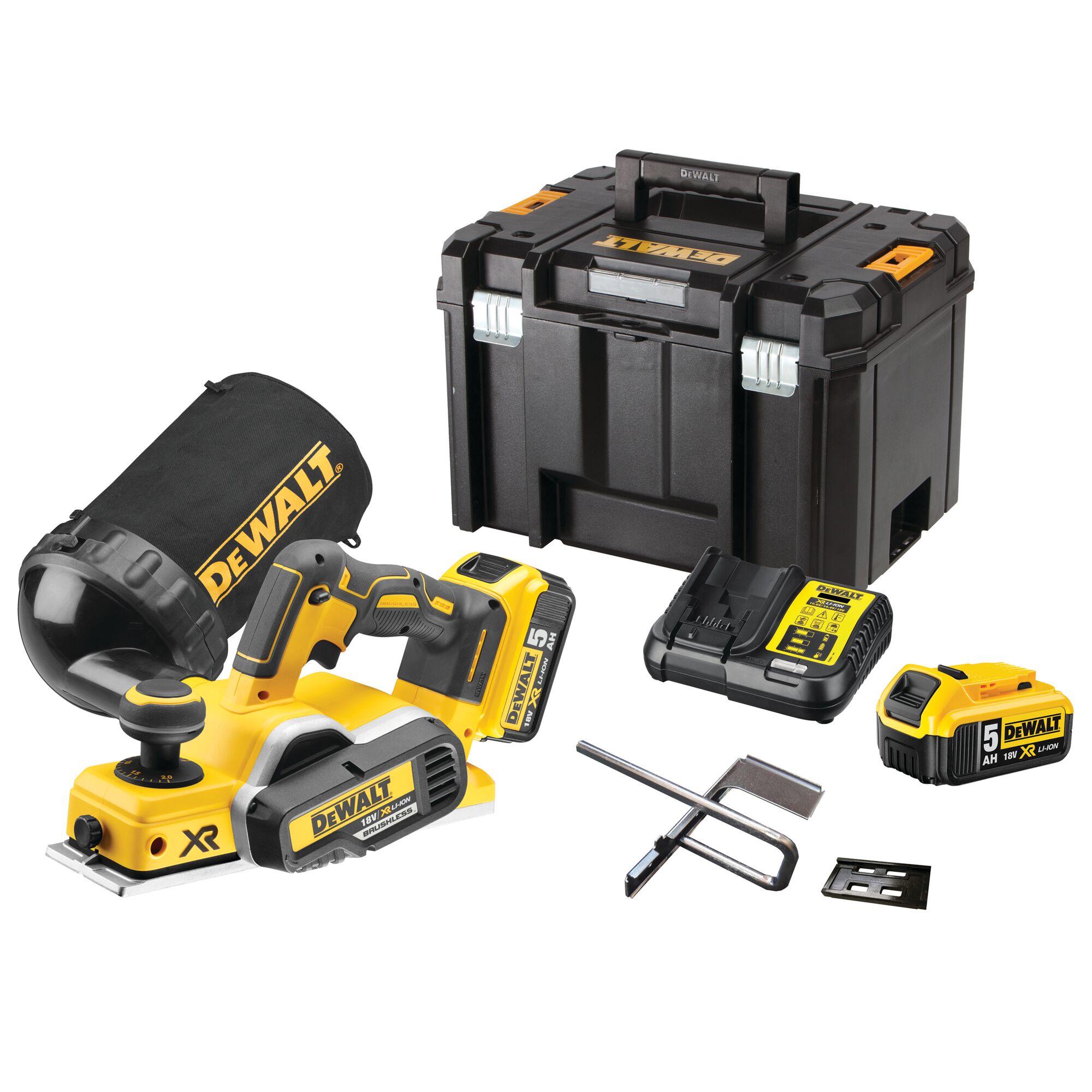 DEWALT Borstelloze Schaafmachine 18V XR (in TSTAK koffer, met 2x 5.0Ah accu en XR multilader) 1 DEWALT Borstelloze Schaafmachine 18V XR (in TSTAK koffer, met 2x 5.0Ah accu en XR multilader)