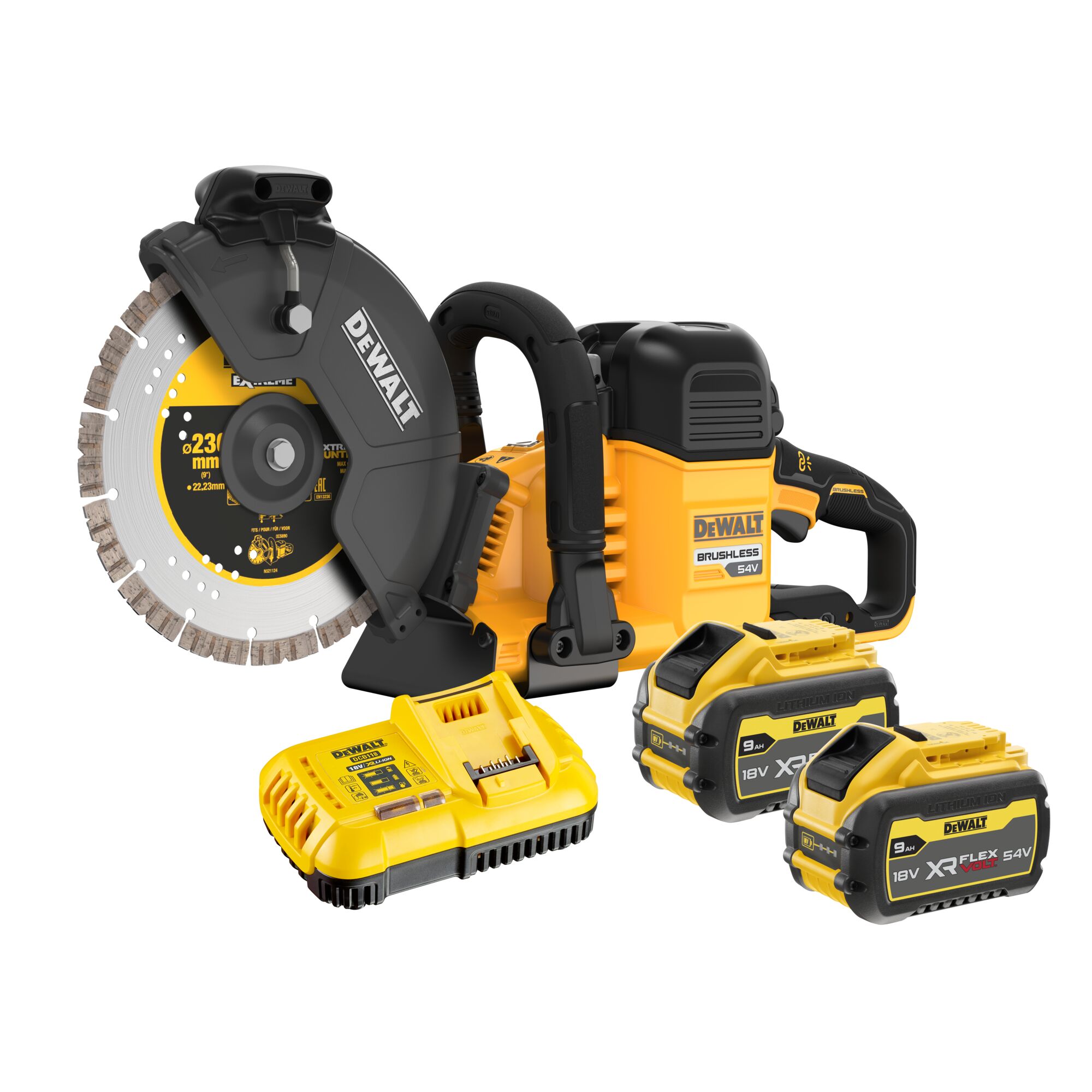 DEWALT Doorslijpmachine 18V/54V XR FLEXVOLT 230mm (met 2x 9.0Ah accu en XR snellader) 6 DEWALT Doorslijpmachine 18V/54V XR FLEXVOLT 230mm (met 2x 9.0Ah accu en XR snellader) - Afbeelding 6